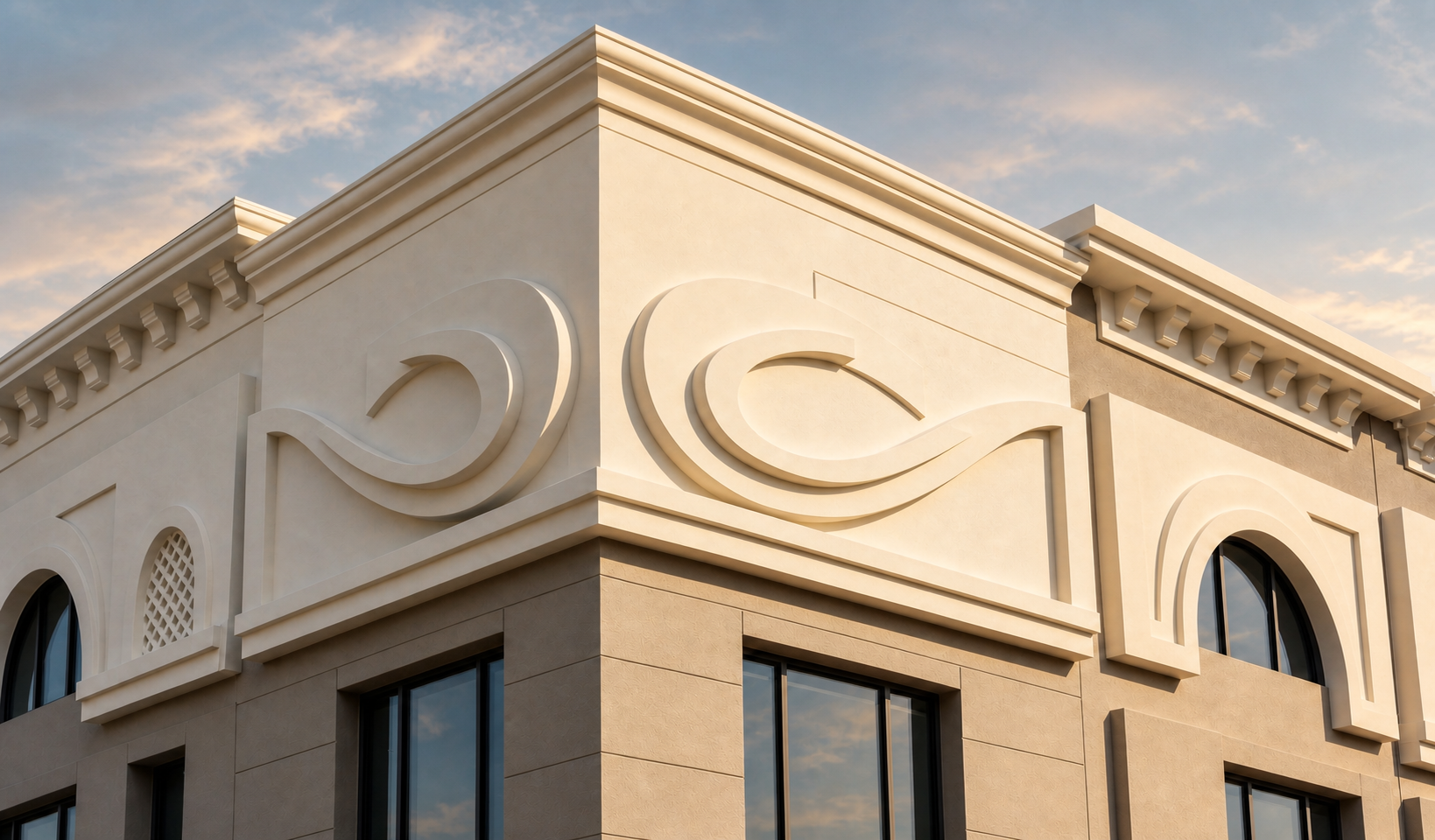Large-format facade ornament